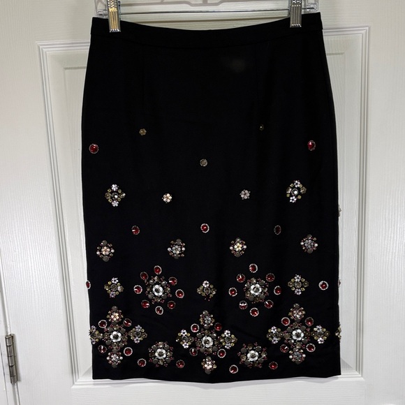 White House/Black Market Dresses & Skirts - WH/BM Embellished Black Skirt Sz 4